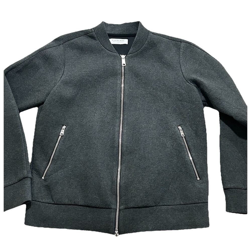 Everlane‎ Jacket Bomber Style Zip Up Womens Small Gray Zip Pockets
